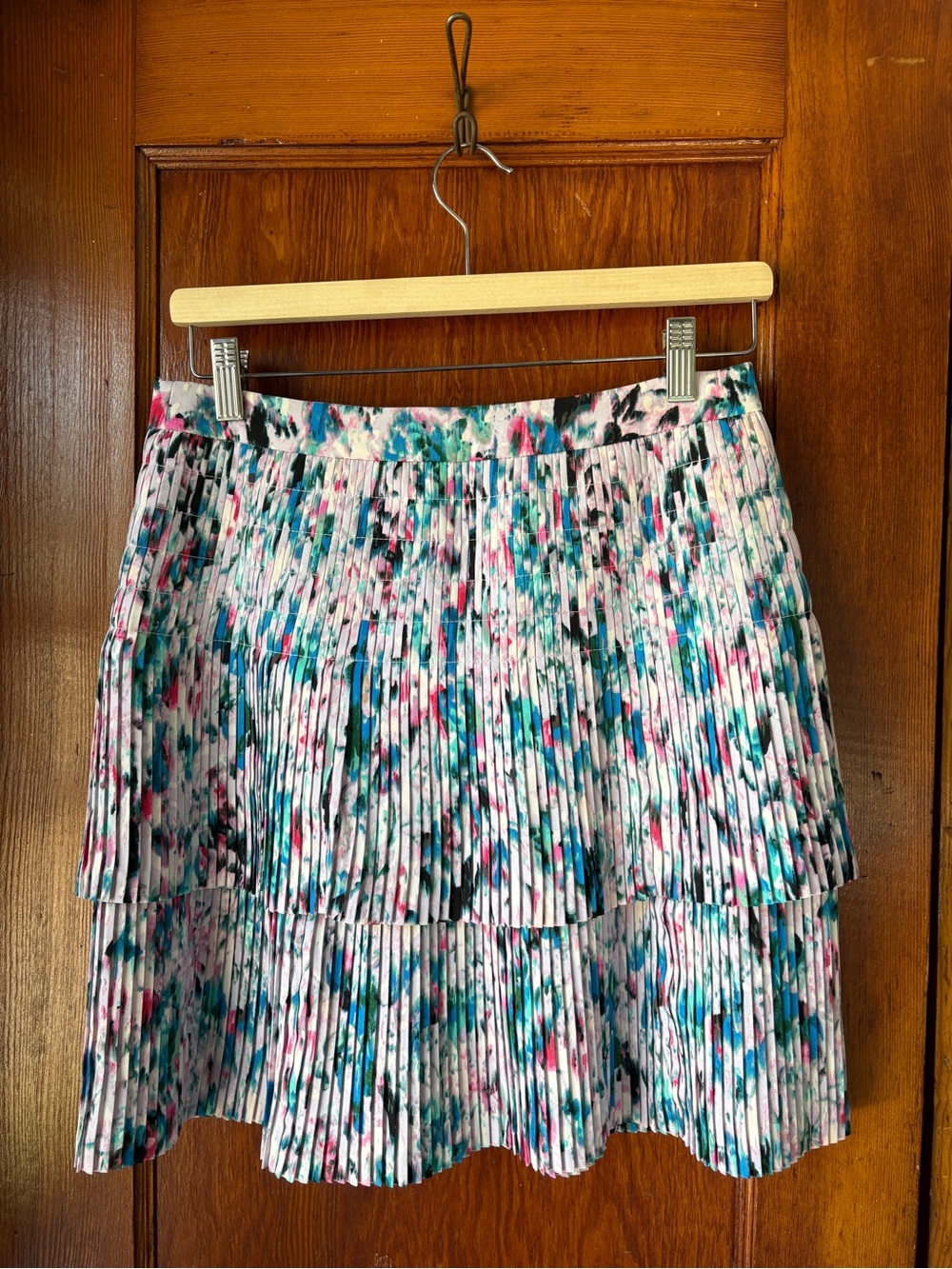 JCrew: Pleated Tiered Abstract Floral Print Skirt